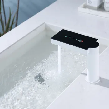 Inteligente de la temperatura de la pantalla inteligente grifo automático del sensor sin contacto del fregadero cuarto de baño del sensor de toque eléctrico digital de la cuenca del grifo