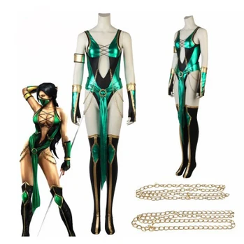 Juego de Mortal Kombat X Jade Traje de Cosplay Verde Sexy Medias de Batalla Combatir el Traje de las Mujeres Adultas Traje de Carnaval de Halloween traje de