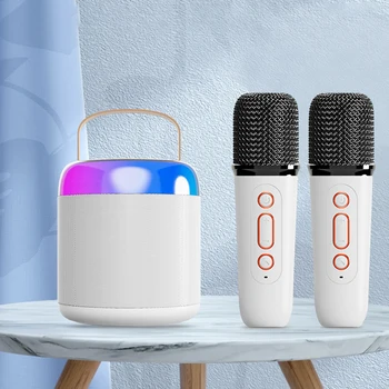 Karaoke portátil Altavoz Bluetooth-Compatible con el Micrófono Inalámbrico de la Luz RGB Sonido HIFI Regalos de Cumpleaños para Niñas Niños