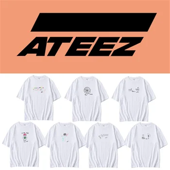 KPOP ATEEZ pintados a Mano Graffiti de Impresión T-Shirt de Verano Unisex O-Cuello de Manga Corta Apoyo de la Ropa MinGi HongJong Fans de Regalos