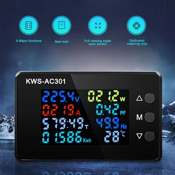 KWS-AC301 Vatímetro Medidor de Potencia Voltímetro de CA 50-300 V Tensión 50-60HZ Poder Analizadores de LED AC Medidor de Electricidad 0-20/100A Detector de