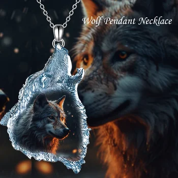La moda de los hombres y las mujeres hermosas creativo de crystal wolf colgante, collar de aniversario, regalo de vacaciones