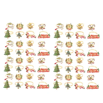 La Navidad Servilleteros - Conjunto De 64 Servilletero De Los Anillos Para Las Vacaciones De Navidad Decoración De La Mesa Elk Servilleta Hebilla