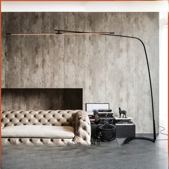 La pesca de lámpara de piso sofá de la sala diseñador de complementos de viento avanzadas sentido minimalista de lujo atmósfera de rotación vertical de la lámpara