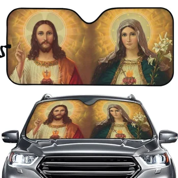 La religión de Jesús de la Virgen María Pintura Parabrisas del Coche con capota Plegable Auto Sombrilla Anti-UV Protector para las Mujeres de los Hombres