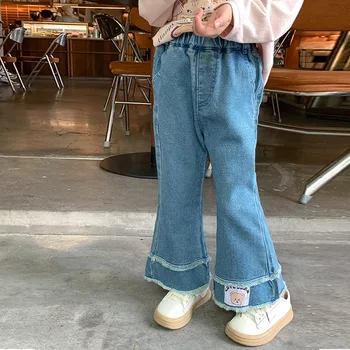 Las niñas' Mini Jeans Acampanados 2023 Otoño de la Ropa de los Niños coreanos Pantalones