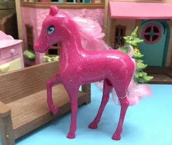 linda chica caballo pony juego de casa de muñecas accesorios de la muñeca del bebé piezas de juguete de los niños regalo de cumpleaños