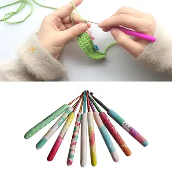 Los Ganchos de Crochet Conjunto de 9 Tamaños Multicolor Mango de Aluminio Tejido de punto de BRICOLAJE
