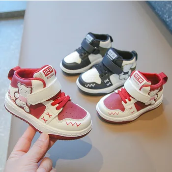 Los niños Casual Zapatos de Bebé Niños Zapatillas de deporte de los Niños de dibujos animados de Cuero de la PU Antideslizante en la Primavera de Otoño Zapatos al aire libre Chicas Zapatillas 21-32