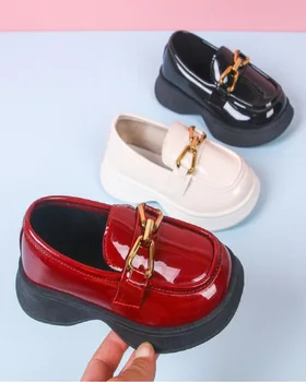 Los niños Zapatos de Cuero 2023 Otoño de las Niñas de la Moda de Rendimiento de Zapatos de Estilo Británico de los Chicos Suela Suave Sola los Zapatos de Tamaño 25-36