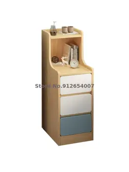 Mesita de noche de estilo sencillo y moderno mini pequeño y ultra-estrecho estante simple pequeño armario en dormitorio mesilla de noche largo de gabinete