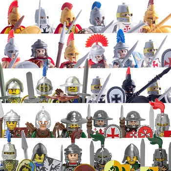 Militar Medieval Soldados Romanos Figuras Conjuntos De Bloques De Construcción Del Castillo De Los Caballeros De Armas Espada Cascos De Guerra Guerrero Ladrillos Juguetes