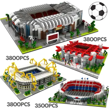 Mini Famoso de la Arquitectura Campo de Fútbol Bloques de Construcción de Fútbol Camp Nou Señal Lduna Modelo de Parque de los ladrillos de los Juguetes para los niños