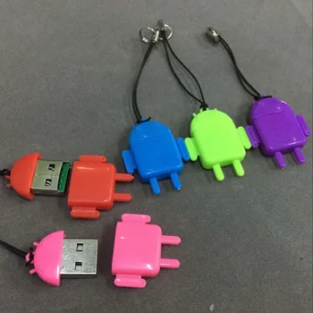 Mini regalo Creativo robot USB 2.0 TF Micro SD lector de tarjetas de Plástico Lector de Tarjetas de Memoria