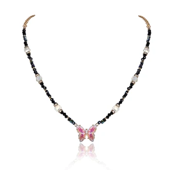 NEKOL Brillante Mariposa Collar para las Mujeres de Lujo de la Joyería Mayorista de Accesorios de Moda de la Mariposa Colgante de Collar de la Joyería
