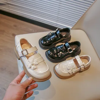 Niño Niña Princesa De Los Zapatos De Los Pequeños Zapatos De Cuero De Zapatos Planos Niña De Cuero Negro, Zapatos Niños Niño Los Zapatos De Tamaño 8 Zapatos De Corte