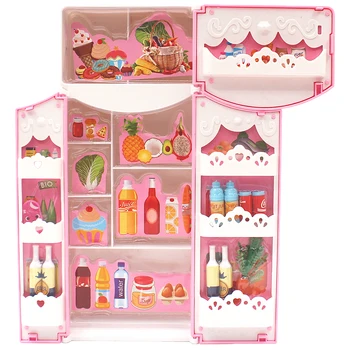 NK 1 Pcs Muñeca de la Nevera de la moda de Muebles de cocina Refrigerador Para Muñeca Barbie accesorios Para 60CM casa de Muñecas, Juguetes de