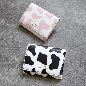 Nuevo multi-tarjeta de corto pequeño monedero de señora mini monedero de japón y corea del Sur versión de vaca de la tarjeta de la bolsa de mujer linda billetera