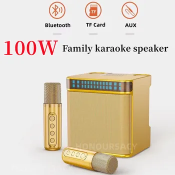 Nuevo Partido de la Familia de Karaoke Altavoz Bluetooth Portátil 100W de Alta Potencia LED de colores de Micrófono Inalámbrico de Sonido Subwoofer estéreo portátil