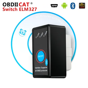 OBDIICAT Mejor Calidad ELM 327 OBD2 Interruptor de Bluetooth V2.1 ELM327 CAN-BUS de Diagnóstico del Escáner Herramienta Funciona en Android