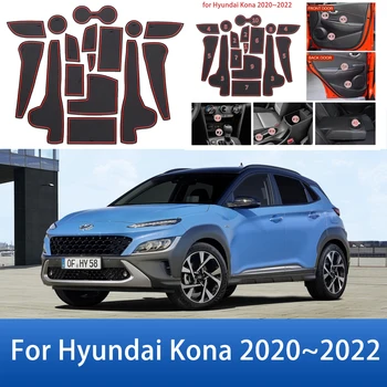Para Hyundai Kona Kauai OS 2020 2021 2022 de Goma de la Puerta de la Ranura de la Almohadilla de Caucho antideslizante a prueba de Polvo la Puerta de la Ranura de la Estera de Pegatinas Accesorios