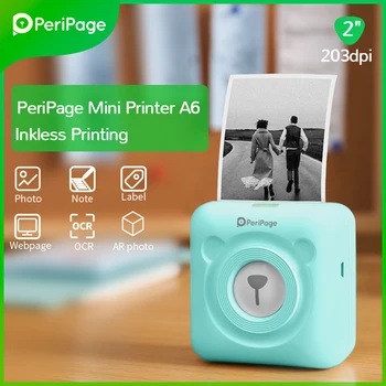 PeriPage Mini Pocket Impresora Portátil A6 Inalámbrico BT Impresora Térmica del Banco del Poder de la Función de Diseño de Clip de la Recepción de la Impresora impresoras