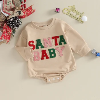 Recién Nacido Bebé Niña Niño De La Navidad Outfit Sudadera De Gran Tamaño De La Burbuja Mameluco De Suéter De La Ropa