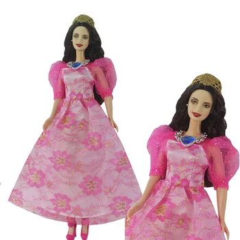 Rosa de Encaje Floral Estilo de Corte de los Vestidos Para Muñecas Barbie de Novia Vestido de Fiesta de Baile de Disfraces Para 1/6 de la Muñeca Accesorios DIY Juguetes de los Niños