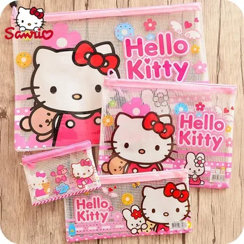 Sanrio 12/16pcs Pluma Bolsa de dibujos animados de Hello Kitty Cute Girl Corazón Documento de la Bolsa de Estudiante Papelería Lápiz Bolsa de Aprendizaje DE los Niños de Regalo