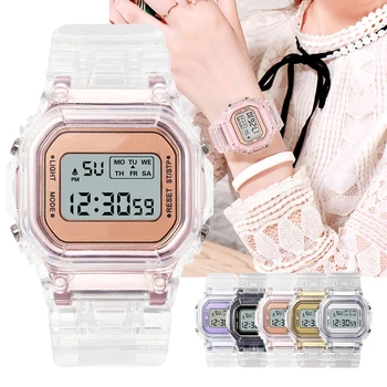 Sdotter Moda Reloj de las Mujeres de los Hombres de Oro Casual Transparente Digital Relojes de Deporte Amante del Regalo del Reloj de los Niños del reloj de Pulsera Mujer Relo