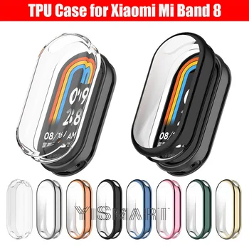 TPU Suave Cubierta Protectora para el Xiaomi Mi Band 8 de Caso Completo Protector de Pantalla de Shell para el Parachoques de los Casos para Mi Banda de 8 NFC Smart Watch