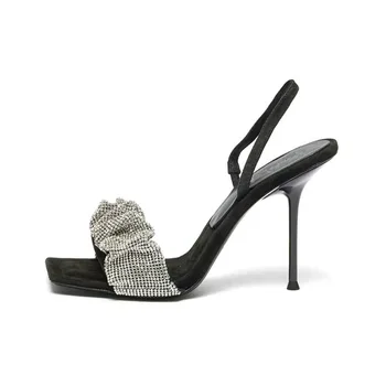 Verano 2023 Nueva Strappy Diamante Talones Sandalias De Las Dos Primeras Mujeres Que Usan Zapatos De Verano Mujer, Zapatos De 2023 Mujer Elegante, Zapatos De Tacón