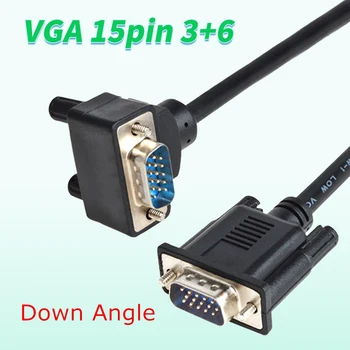 VGA de 15 pines 3+6 Ángulo de cable VGA macho recto a VGA Izquierda y de Arriba hacia Abajo en Ángulo 90D macho Cable Para Proyector,Ordenador,Monitor HDTV