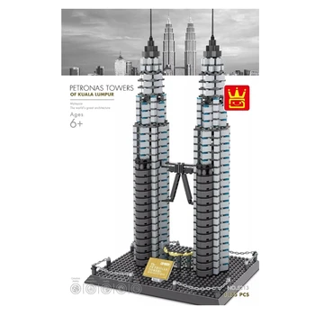 WANGE de la Arquitectura de las Torres Petronas de Bloques de Construcción de los Conjuntos de la Ciudad de los Ladrillos de la Clásica Silueta de Modelo a los Niños Juguetes Compatible