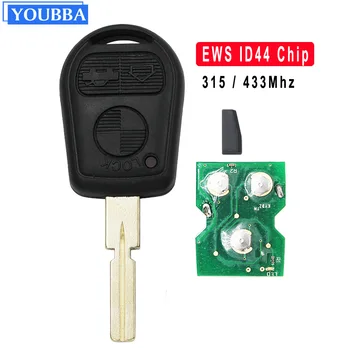YOUBBA 3 Botón Smart Remote Clave 315MHZ/433MHZ ID44 Chip 7935 para BMW 3 5 7 X5 X3 Z4 E38 E39 E46 HU58 Hoja