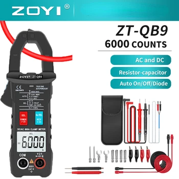 ZOYI ZT-QB9 Digital de Pinza amperimétrica de Corriente CC/CA 6000 Cuenta con Multímetro Amperímetro Probador de Voltaje Coche Amp Hz de la Capacitancia de la velocidad de conducción nerviosa Ohm Prueba